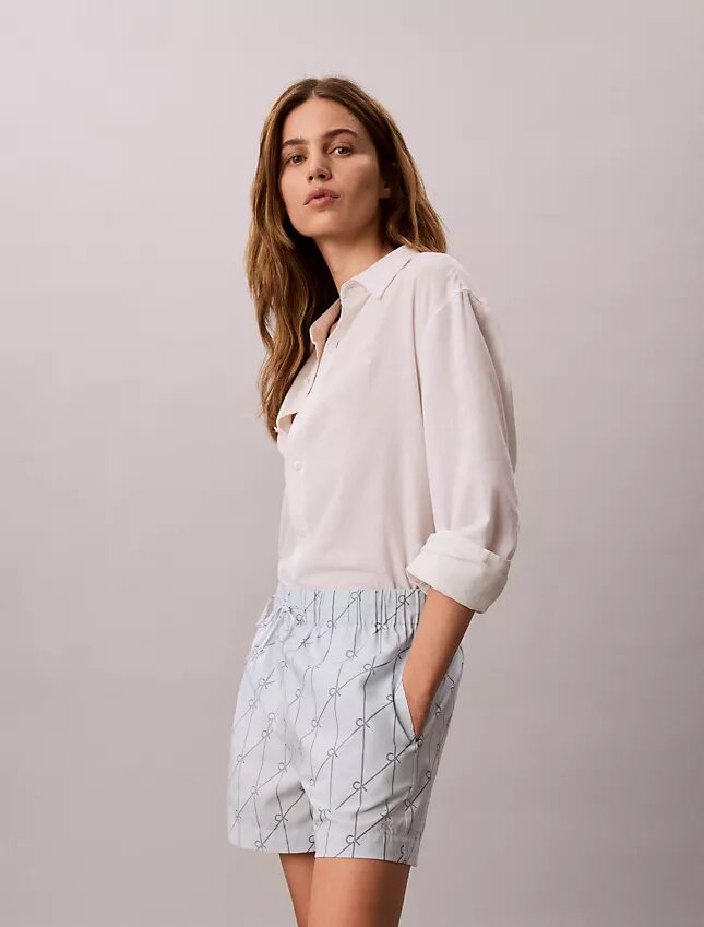Shorts i bomullspoplin med tryck Shorts i bomullspoplin med tryck