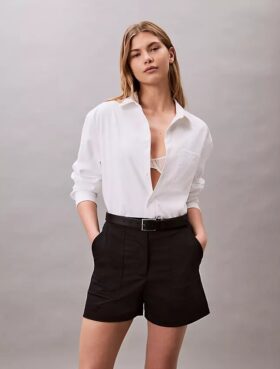 Shorts i bomullssatin