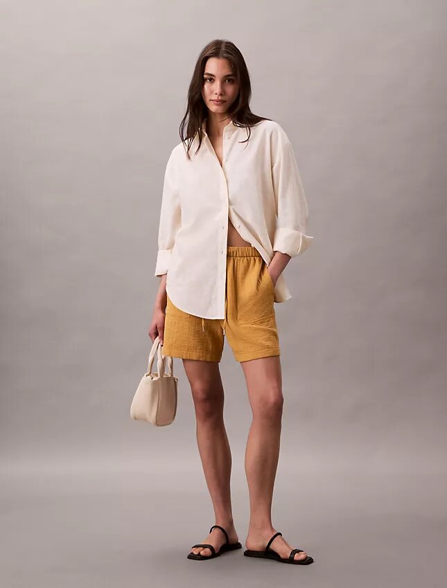Shorts i dubbelvävd gasväv Shorts i dubbelvävd gasväv