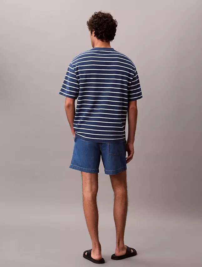 Shorts i linneblandad Denim med dragsko Shorts i linneblandad Denim med dragsko