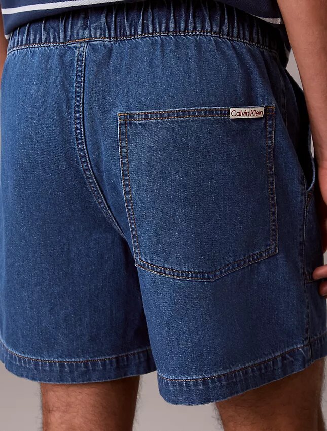 Shorts i linneblandad Denim med dragsko Shorts i linneblandad Denim med dragsko