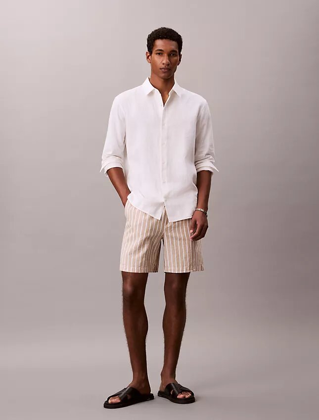 Shorts i linneblandning med ränder Shorts i linneblandning med ränder