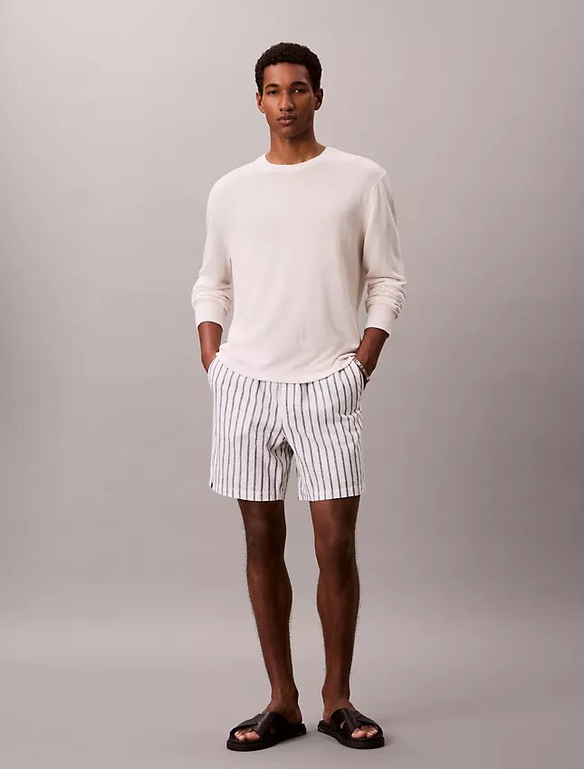 Shorts i linneblandning med ränder Shorts i linneblandning med ränder