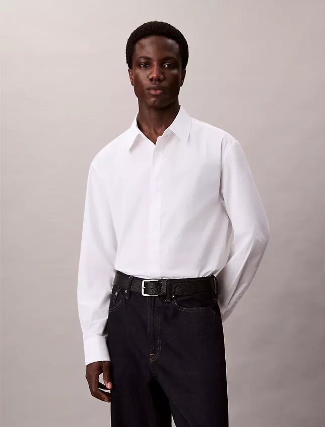 Skjorta i bomull och silke med avslappnad passform Skjorta i bomull och silke med avslappnad passform