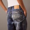 Skräddarsydda byxor med denimtryck Skräddarsydda byxor med denimtryck