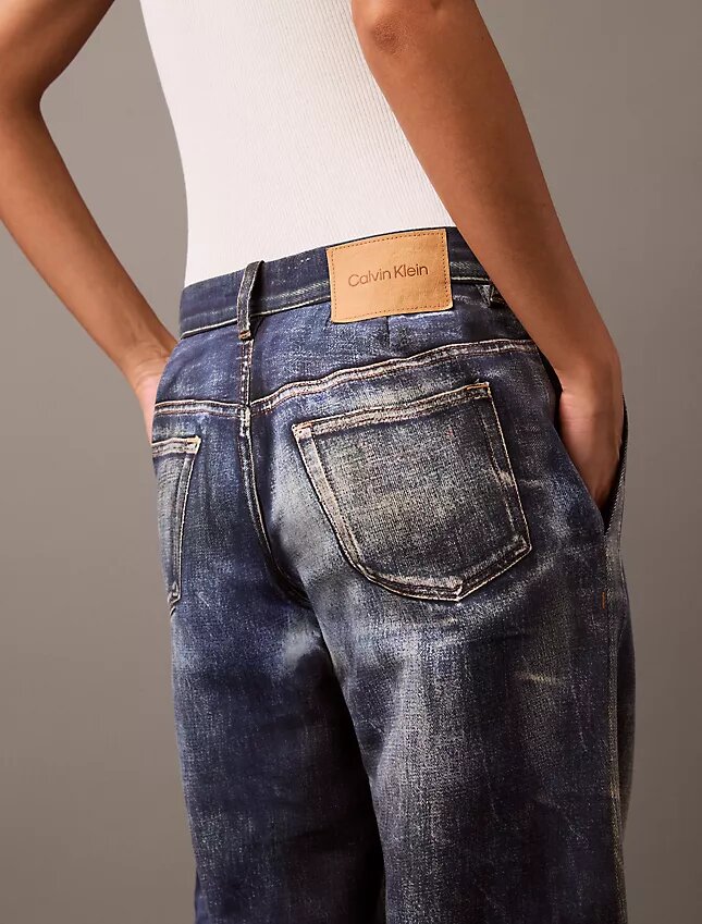 Skräddarsydda byxor med denimtryck Skräddarsydda byxor med denimtryck