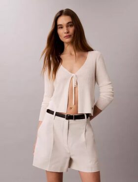 Skräddarsydda shorts i linneblandning