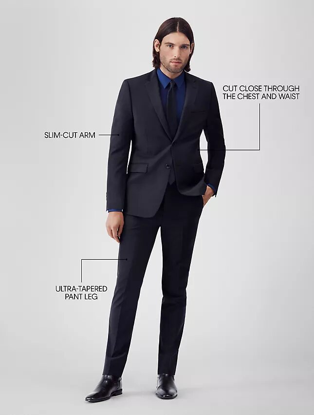 Slim fit-kostymjacka i marinblått Slim fit-kostymjacka i marinblått