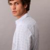 Slim fit-skjorta i Cotton Stretch-bomull med rutmönster och knappar Slim fit-skjorta i Cotton Stretch-bomull med rutmönster och knappar