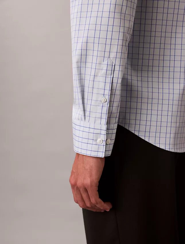 Slim fit-skjorta i Cotton Stretch-bomull med rutmönster och knappar Slim fit-skjorta i Cotton Stretch-bomull med rutmönster och knappar