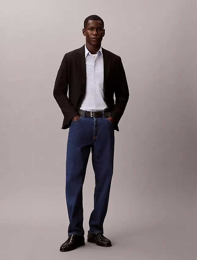 Slim fit-skjorta i Cotton Stretch med ränder och knappar Slim fit-skjorta i Cotton Stretch med ränder och knappar
