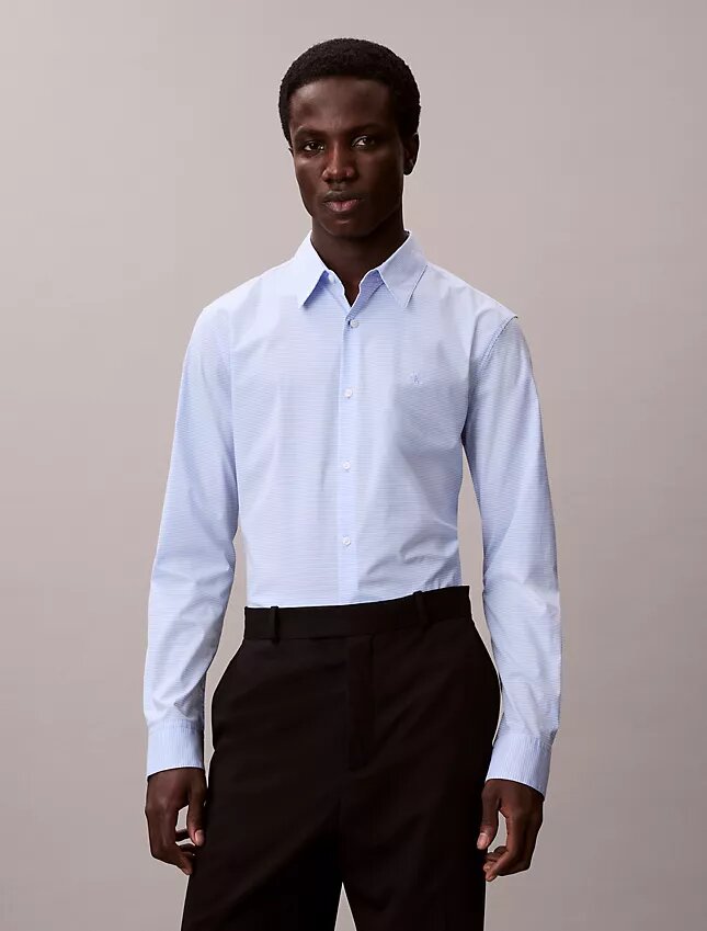 Slim fit-skjorta i Cotton Stretch med rutmönster Slim fit-skjorta i Cotton Stretch med rutmönster
