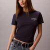 Slim fit-T-shirt med böjd logotyp Slim fit-T-shirt med böjd logotyp