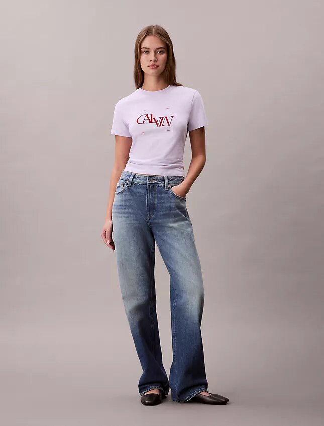 Slim T-shirt med delad logotyp Slim T-shirt med delad logotyp