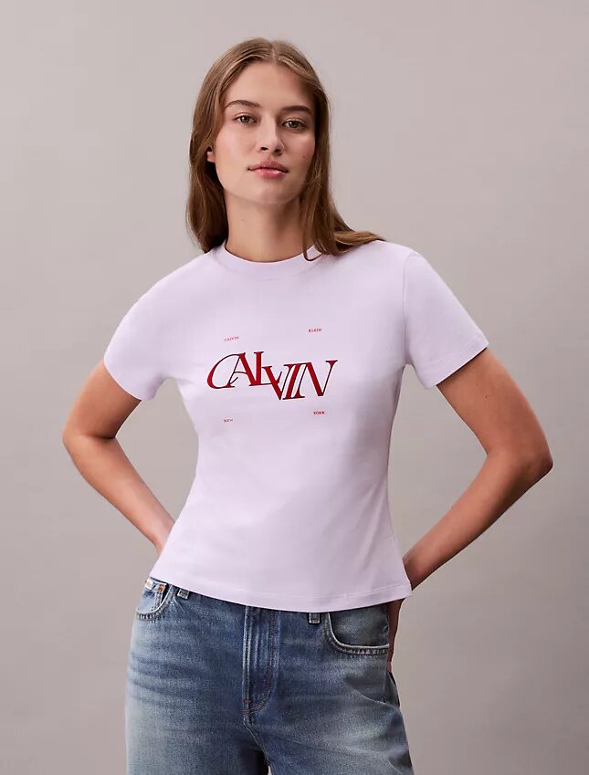 Slim T-shirt med delad logotyp Slim T-shirt med delad logotyp