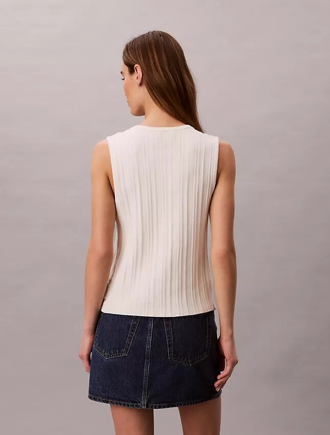 Slät bomullsribbad tank top med knappar Slät bomullsribbad tank top med knappar