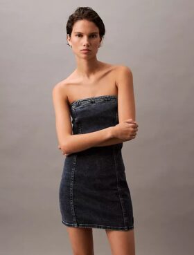 Strapless miniklänning i denim