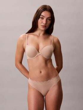 Stretchig mikrofiber med spetsstring Thong