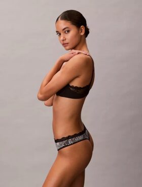Stretchig mikrofiber med spetsstring Thong
