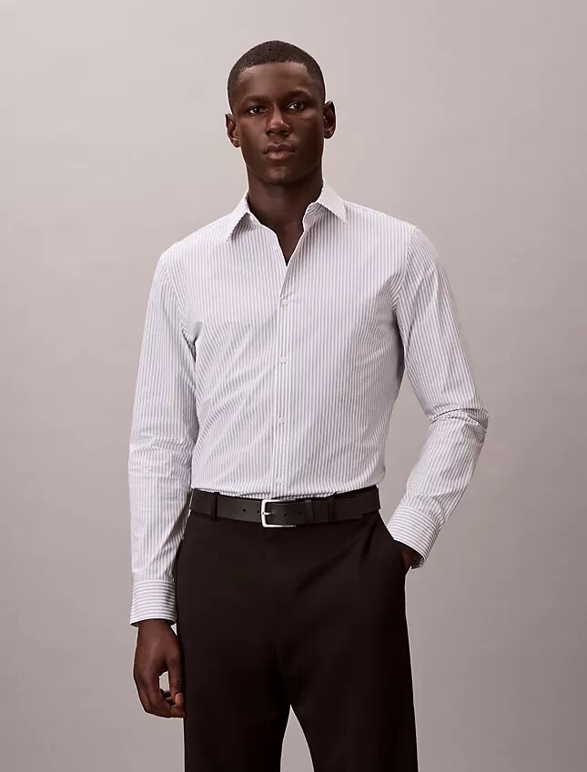 Stripe Tech Stretch Slim Button-Down-skjorta Stripe Tech Stretch Slim Button-Down-skjorta