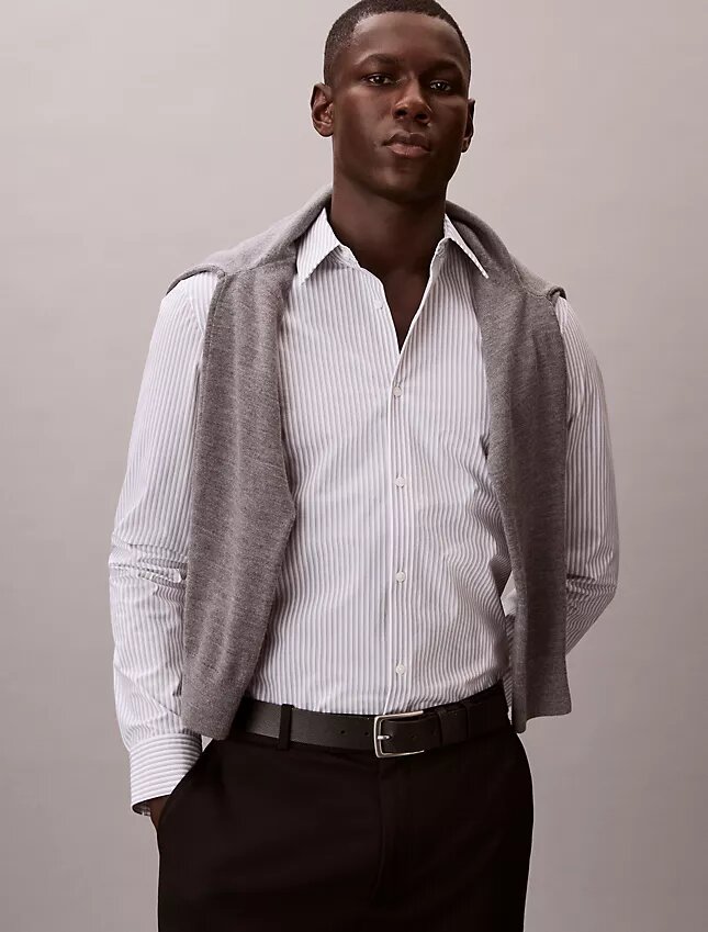 Stripe Tech Stretch Slim Button-Down-skjorta Stripe Tech Stretch Slim Button-Down-skjorta