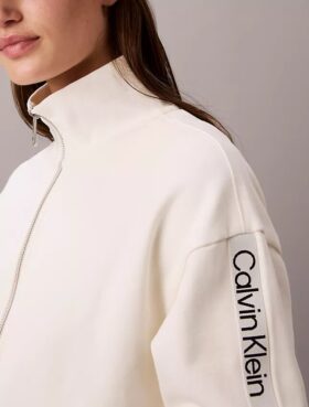 Sweatshirt med hel dragkedja och logoband