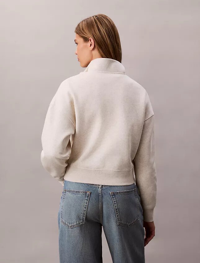 Sweatshirt med hög hals och kvartslång dragkedja i fleece med arkivlogotyp Sweatshirt med hög hals och kvartslång dragkedja i fleece med arkivlogotyp