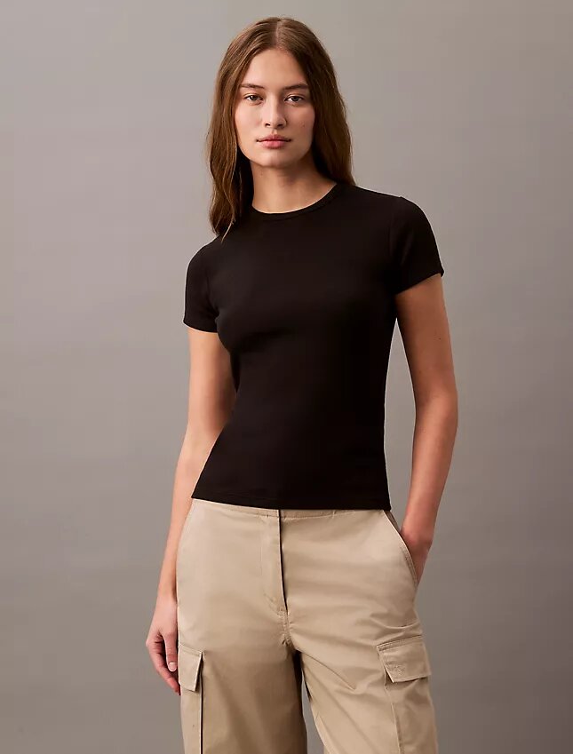 T-shirt i bomullsribb T-shirt i bomullsribb
