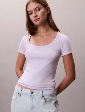 T-shirt i bomullsribb