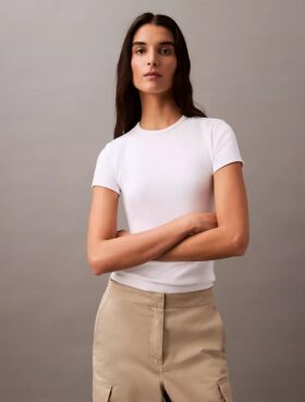 T-shirt i bomullsribb