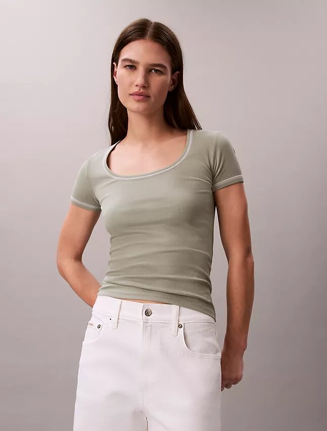 T-shirt i bomullsribb T-shirt i bomullsribb