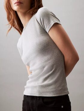 T-shirt i bomullsribb