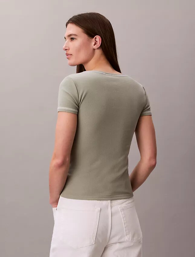 T-shirt i bomullsribb T-shirt i bomullsribb