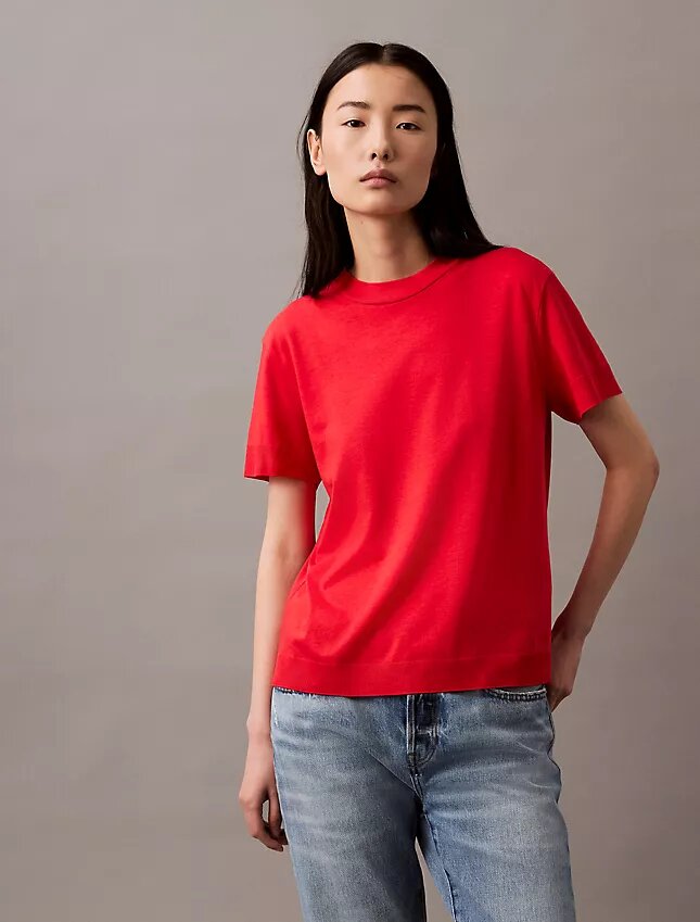 T-shirt i finstickat med hög hals T-shirt i finstickat med hög hals