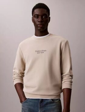 T-shirt med logotyp i frotté och rund hals