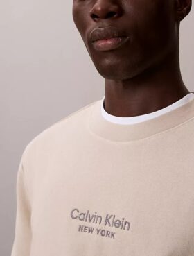 T-shirt med logotyp i frotté och rund hals