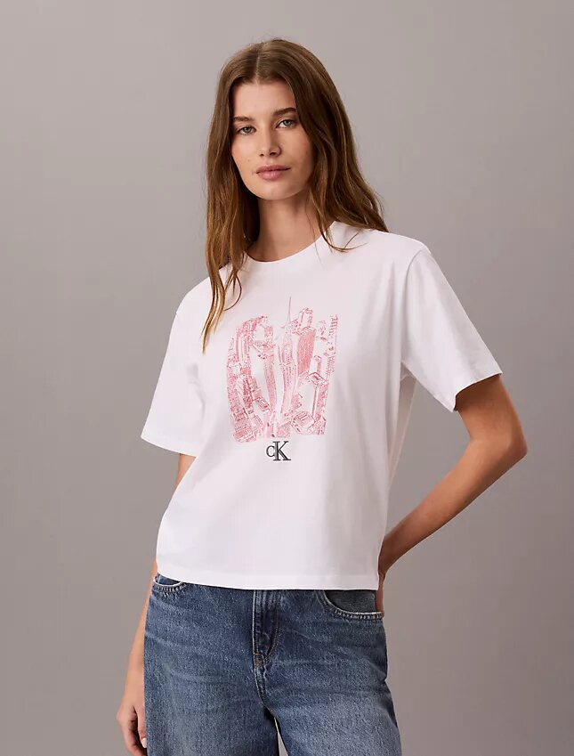T-shirt med rund hals och stadsmotiv T-shirt med rund hals och stadsmotiv