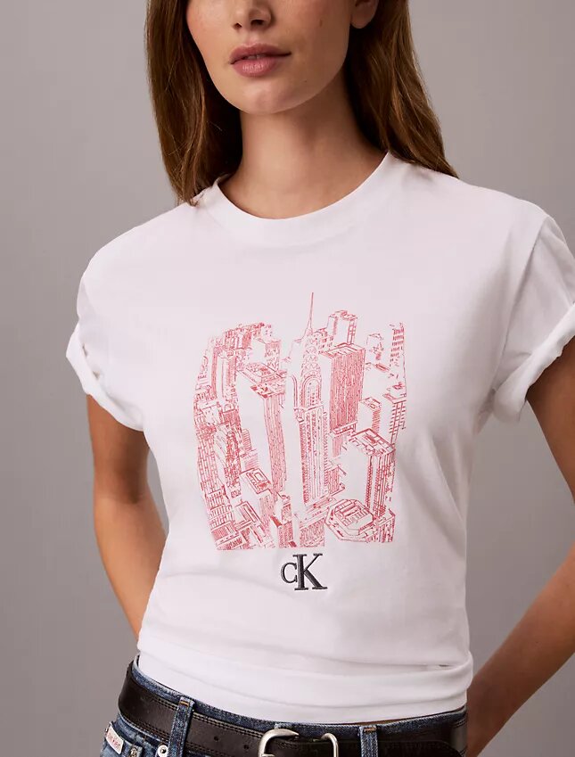 T-shirt med rund hals och stadsmotiv T-shirt med rund hals och stadsmotiv