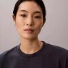 T-shirtklänning med ribbad interlock och logotyp