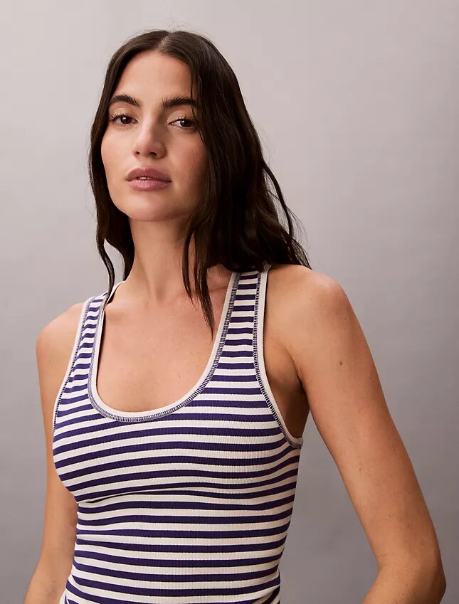 Tanktop i bomullsribb Tanktop i bomullsribb