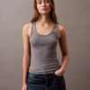 Tanktop i bomullsribb Tanktop i bomullsribb