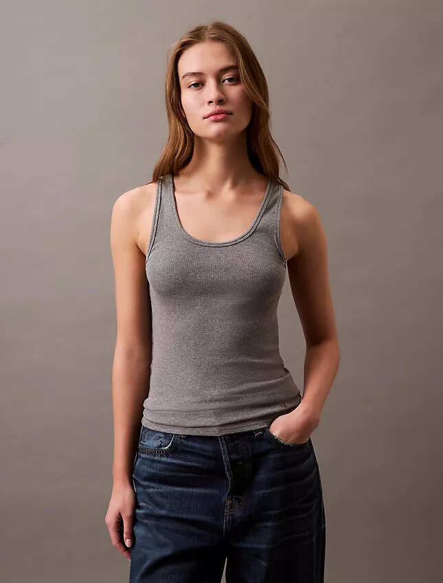 Tanktop i bomullsribb Tanktop i bomullsribb