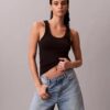 Tanktop i bomullsribb Tanktop i bomullsribb
