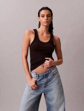 Tanktop i bomullsribb