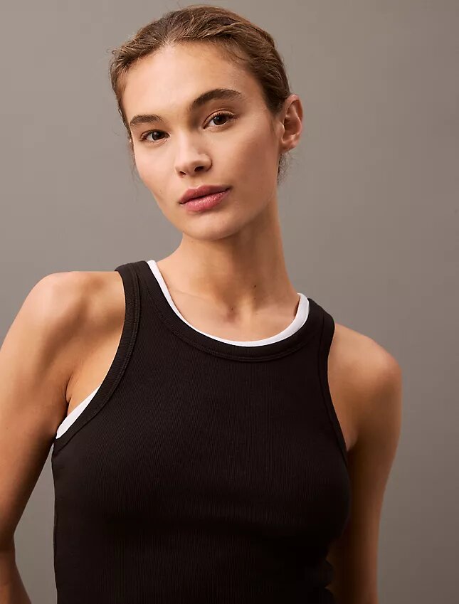 Tanktop i bomullsribb Tanktop i bomullsribb