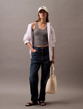 Tanktop i bomullsribb
