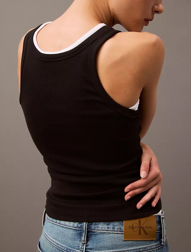 Tanktop i bomullsribb Tanktop i bomullsribb