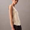 Tanktop i krossad satin med tryck Tanktop i krossad satin med tryck