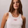 Tanktop med ribbad kontur och logotyp