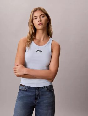 Tanktop med ribbad kontur och logotyp